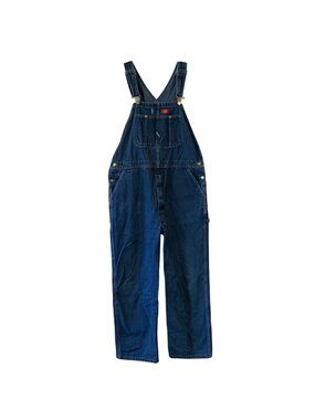 Dickies Bib Overalls Mens 40x32 Blue Denim Adjustable Straps Industrial Workwear